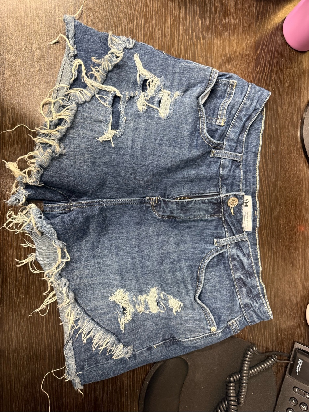 Distressed Blue Denim Women’s Shorts - Casual Frayed Hem
